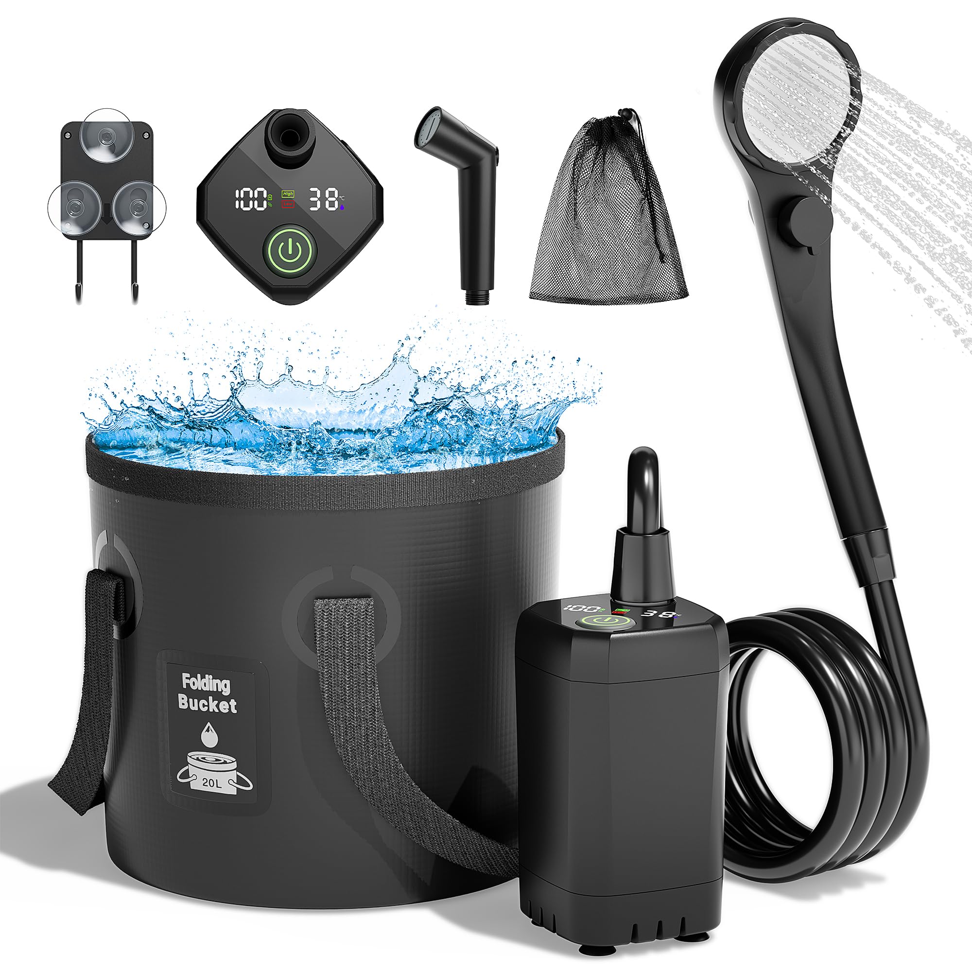 Moriko Portable Camping Shower 6000mAh Rechargeable Shower