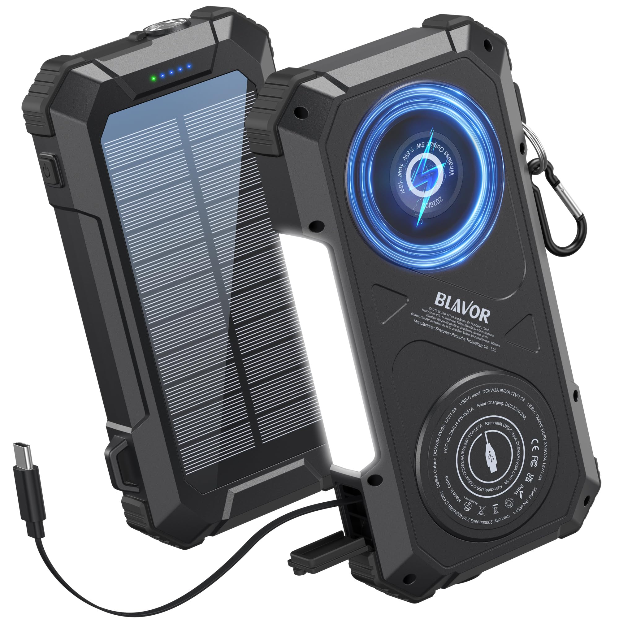 BLAVOR Solar Charge Power Bank Built in 27 5in Retractable