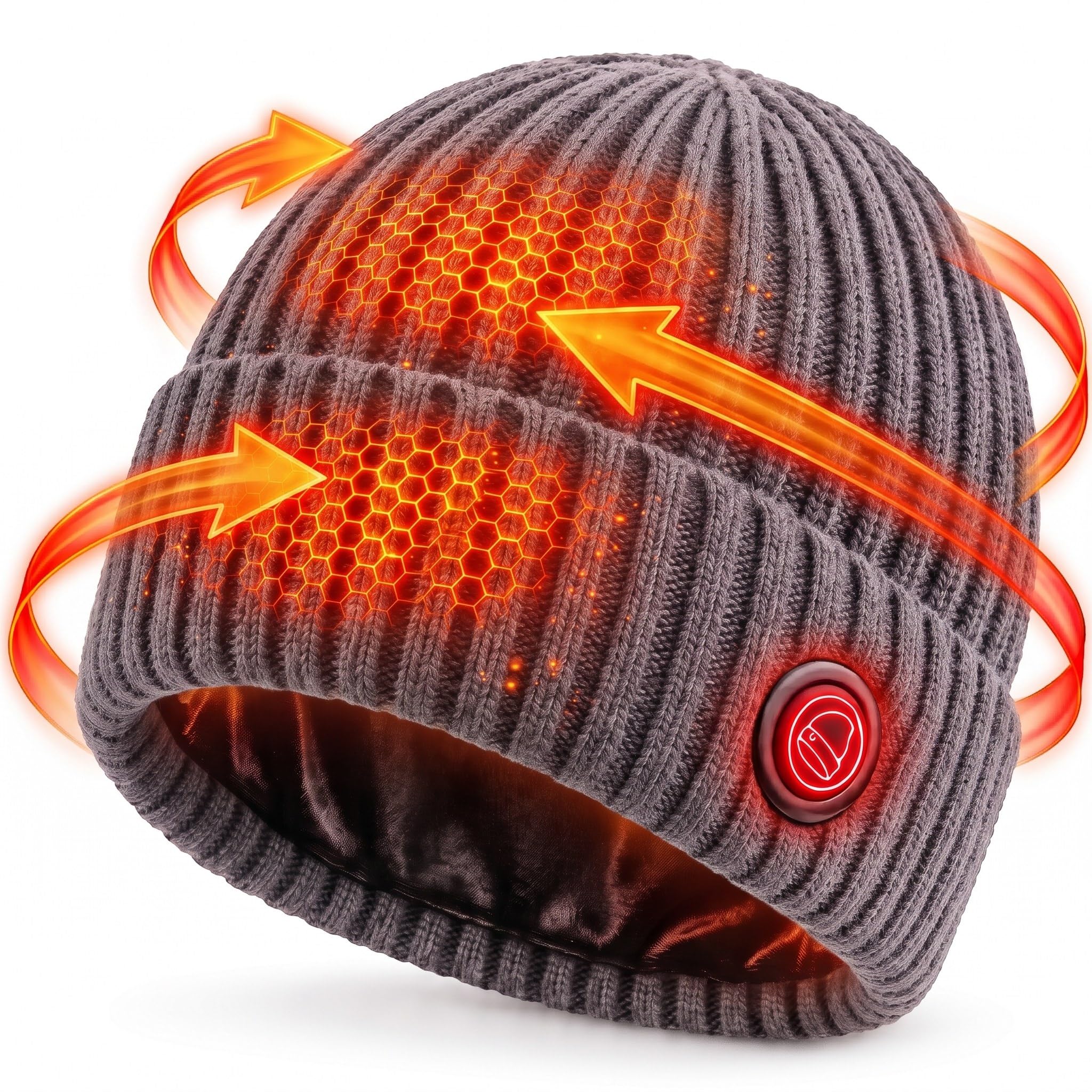 Heated Beanie Hat 7000mAh Thermal Knit Skull Cap for Men