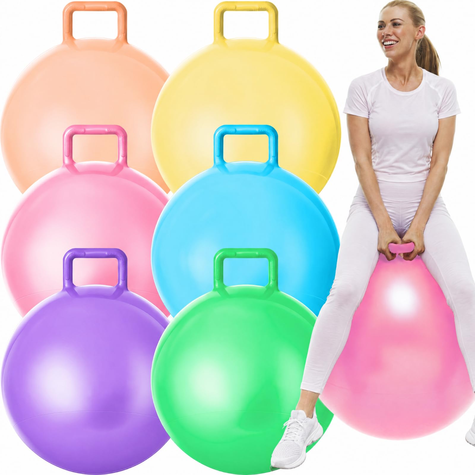 Lewtemi 6 Pcs Hopper Ball with Handle 29 Inch Light Colors
