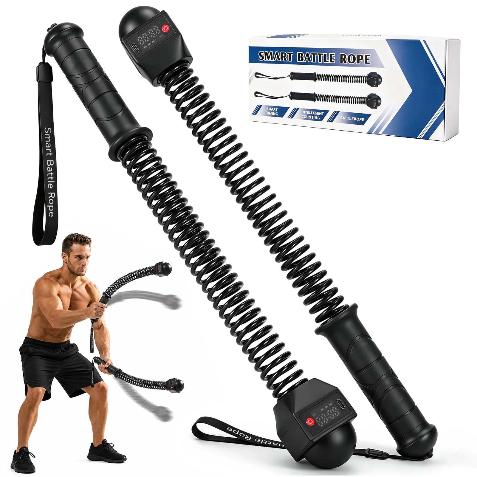 Smart Battle Rope with Digital Counter Cordless Battle Rope