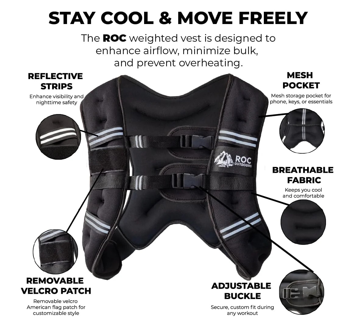 Roc Outdoors Weighted Vest W Rub Free Technology for Woman