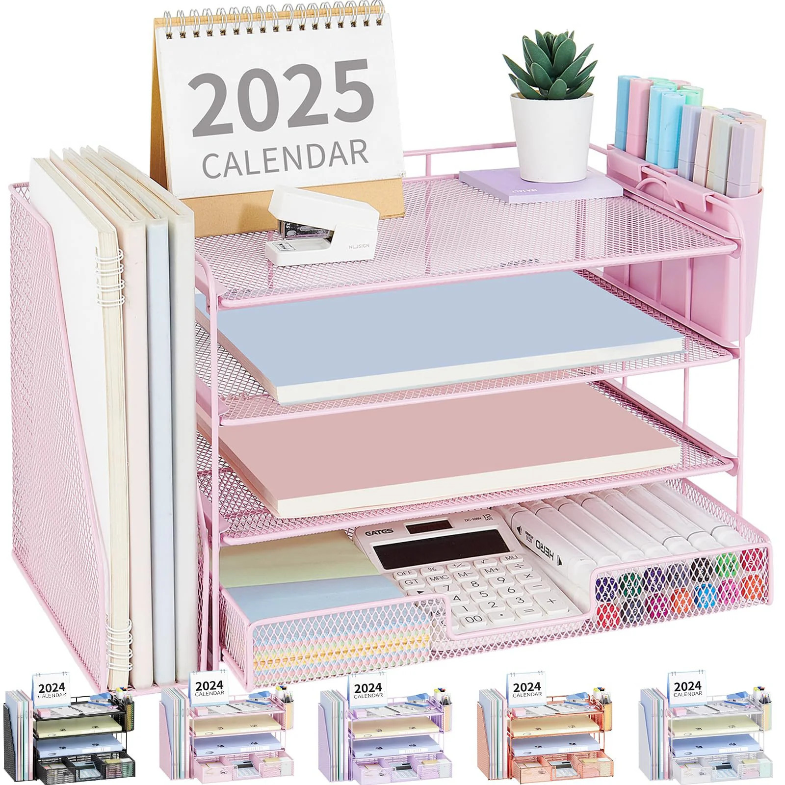 Desk Organizer 4 Tier Desktop File Organizer with Drawer and