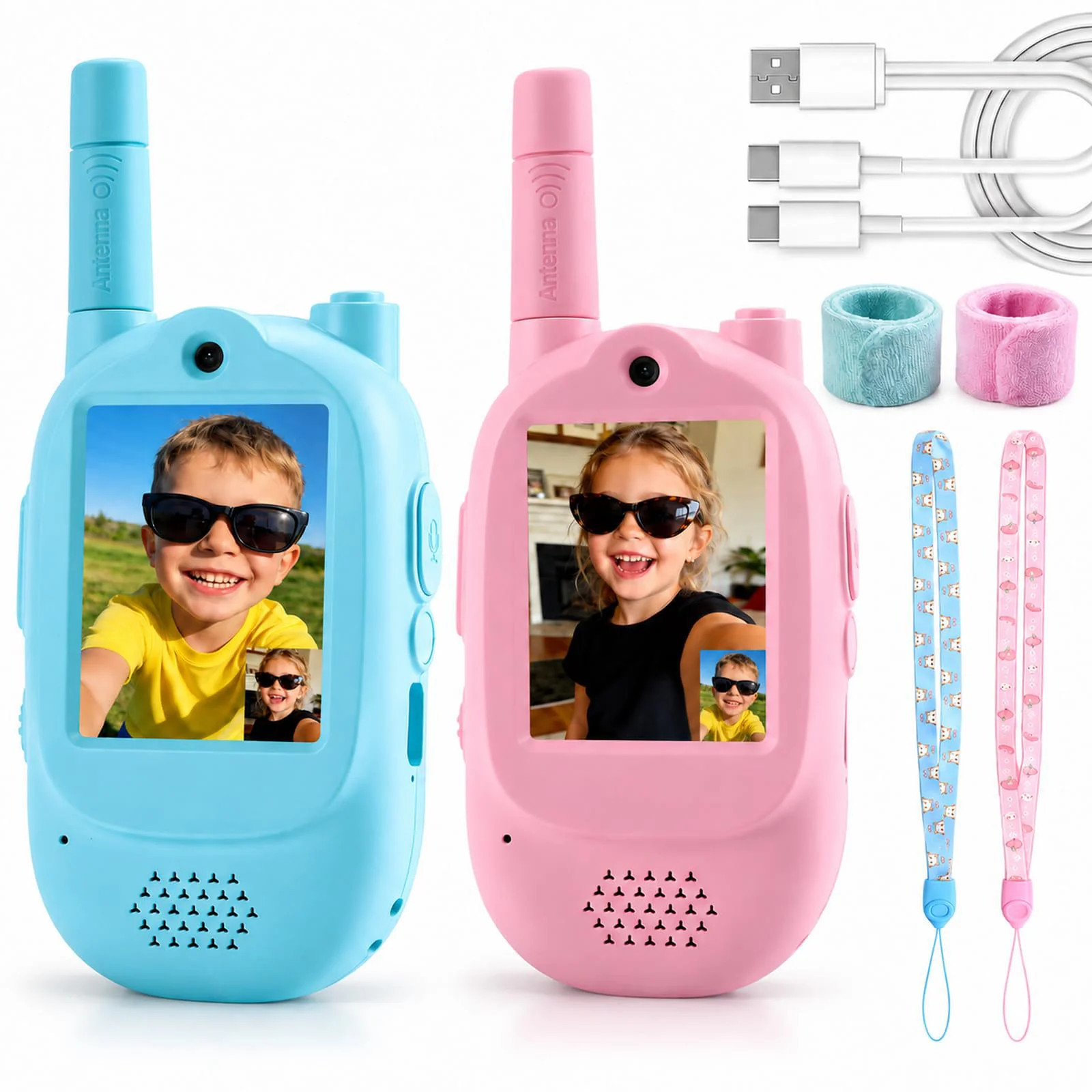 Kids Video Walkie Talkies 2 Pack 5 Hour Talk Time 1600 FT