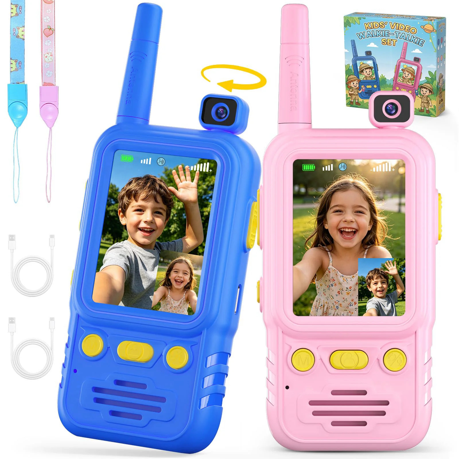 Video Walkie Talkies for Kids with 180 Rotating Camera