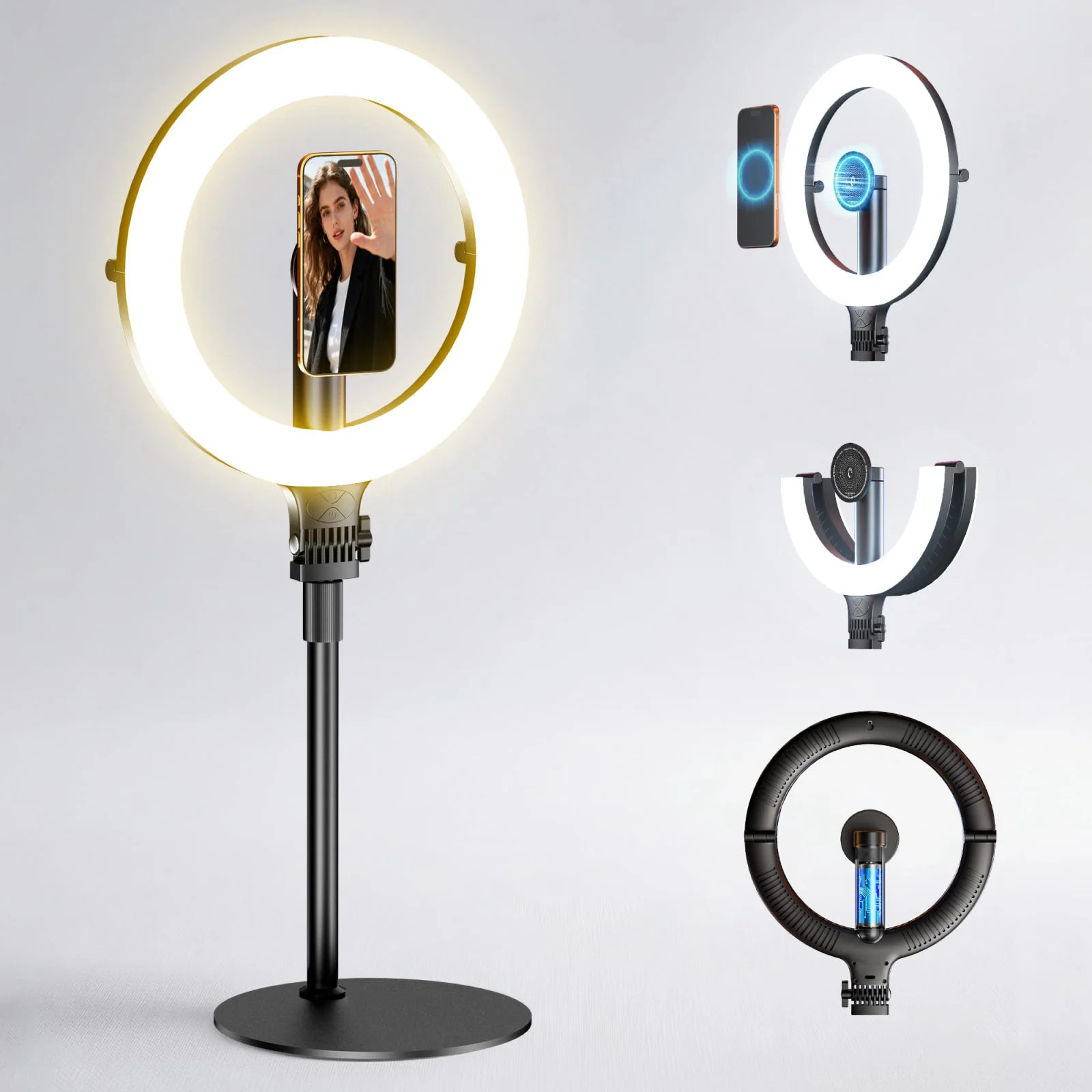 NiceVeedi 10 2 Magnetic Desk Ring Light with Stand 5000mAh