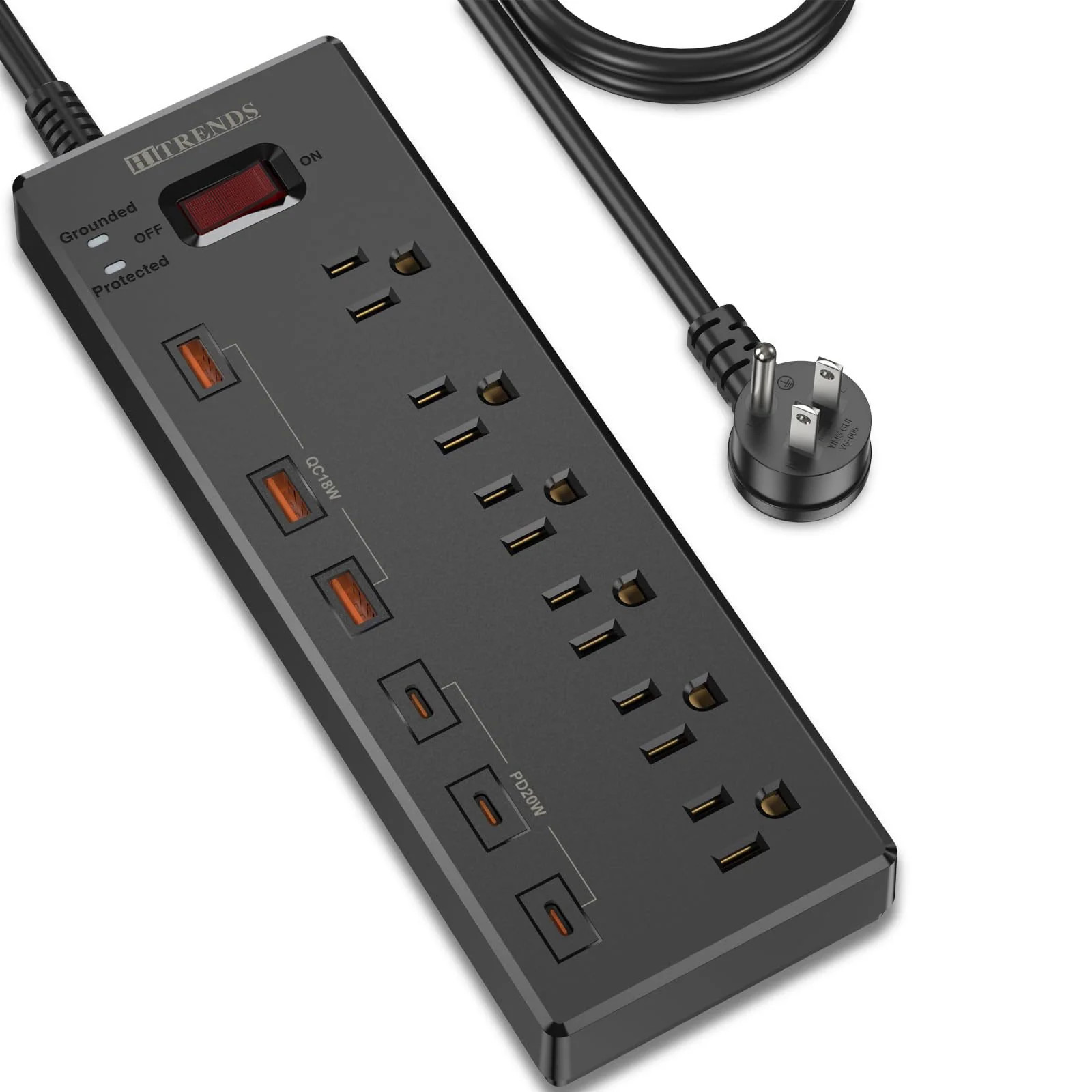 Power Strip with USB C Ports HITRENDS Surge Protector with 6