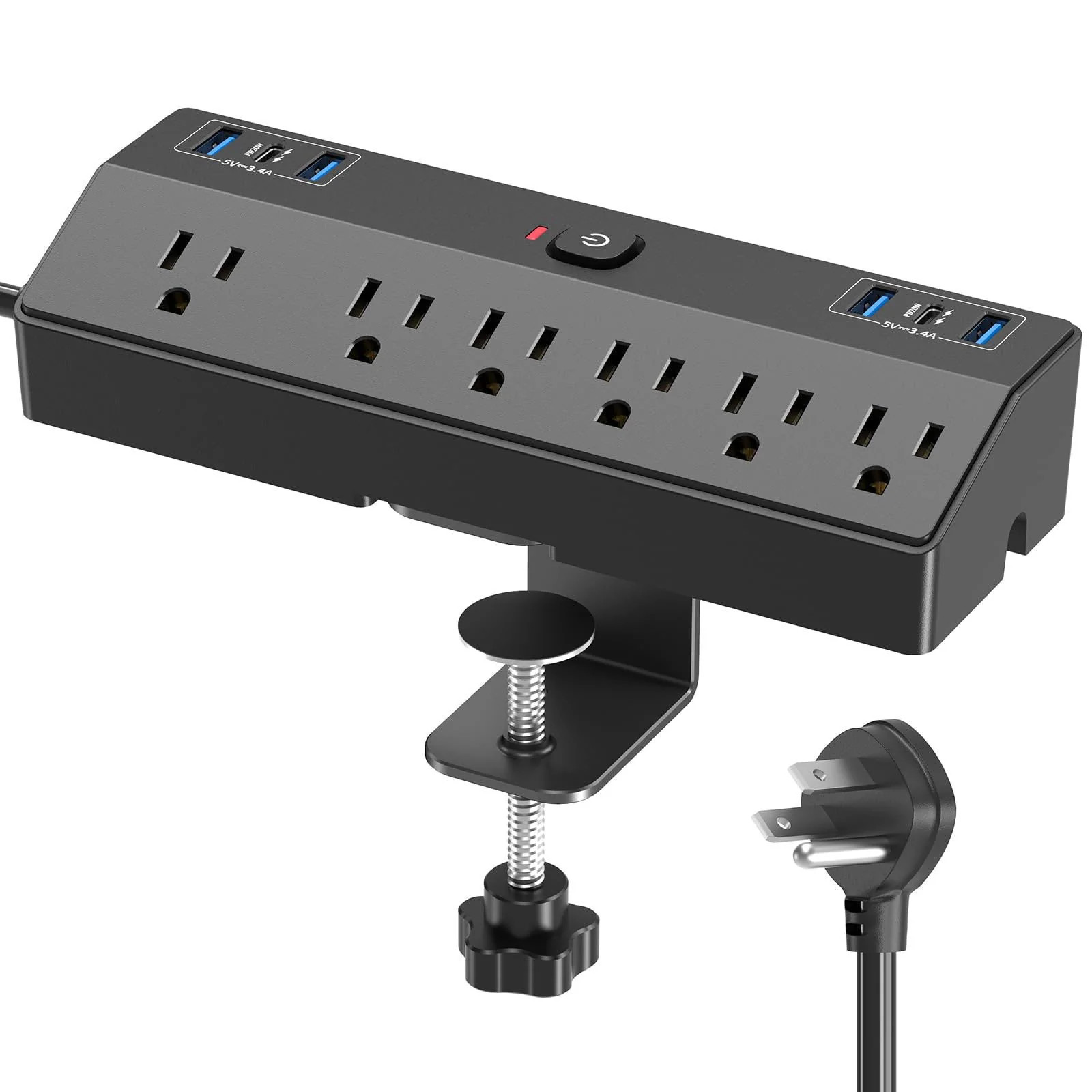 Desk Clamp Power Strip with 40W Fast Charging Station
