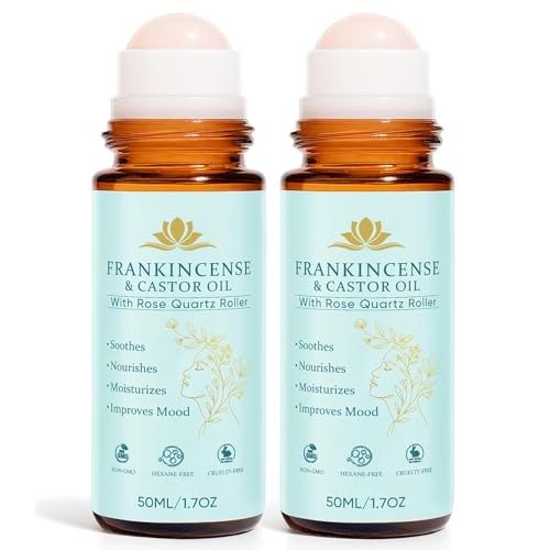 Frankincense and Castor Oil Roll On Rose Quartz Roller