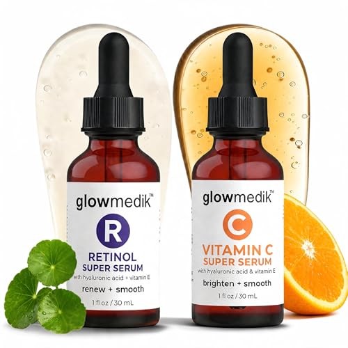 Retinol Vitamin C Face Serum Set Anti Aging Duo for Dark