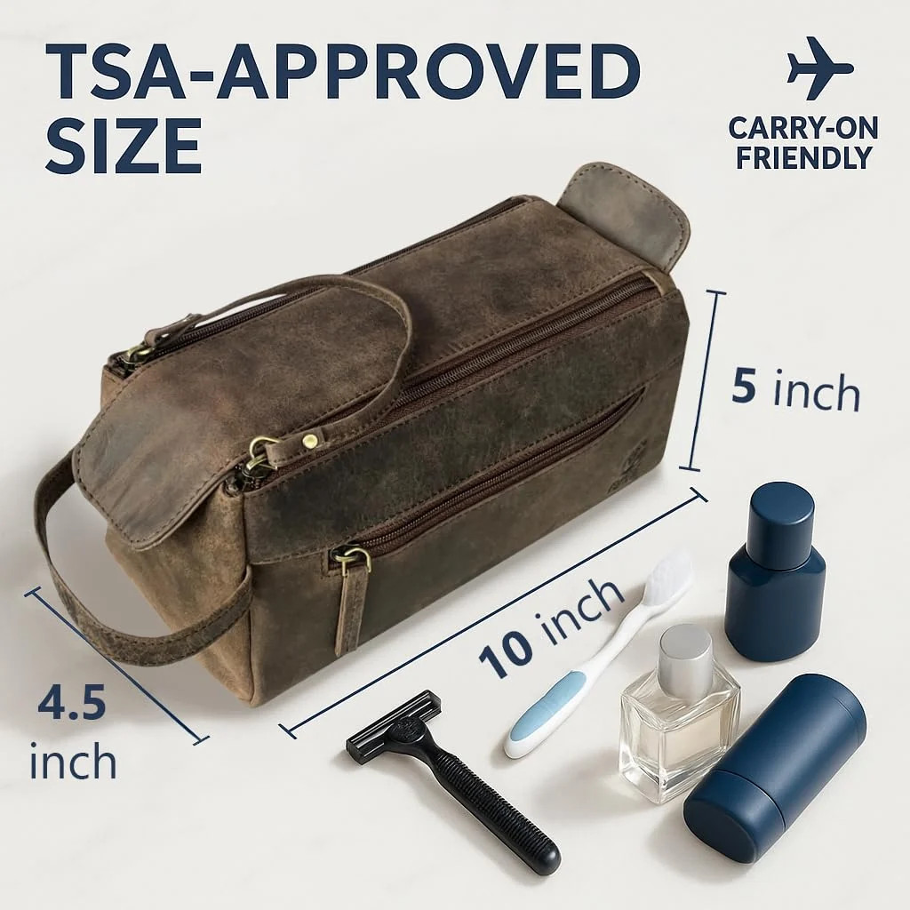 Leather Toiletry Bag for Men