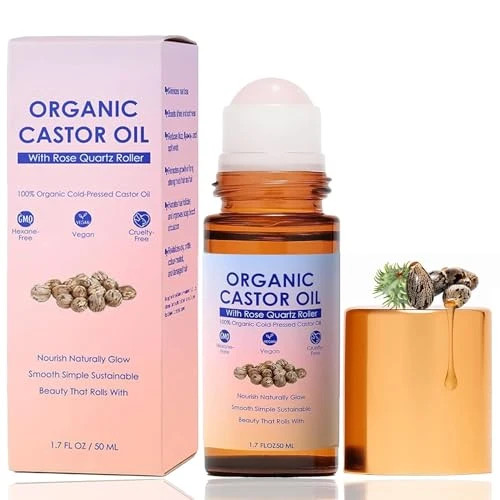 Organic Castor Oil Rose Quartz Roller Ball Moisturizing