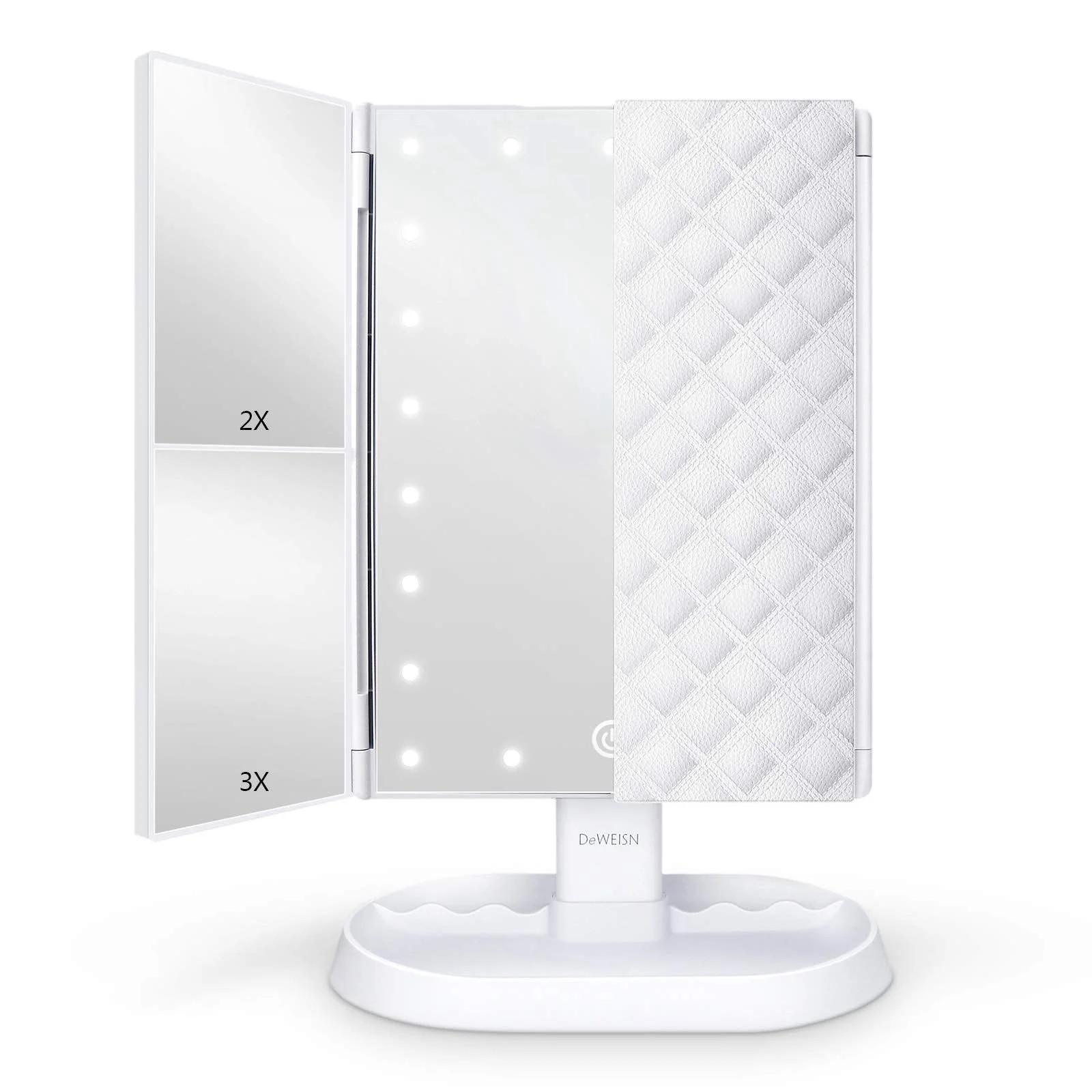 Trifold Lighted Vanity Makeup Mirror with 21 LEDs Lights 1x