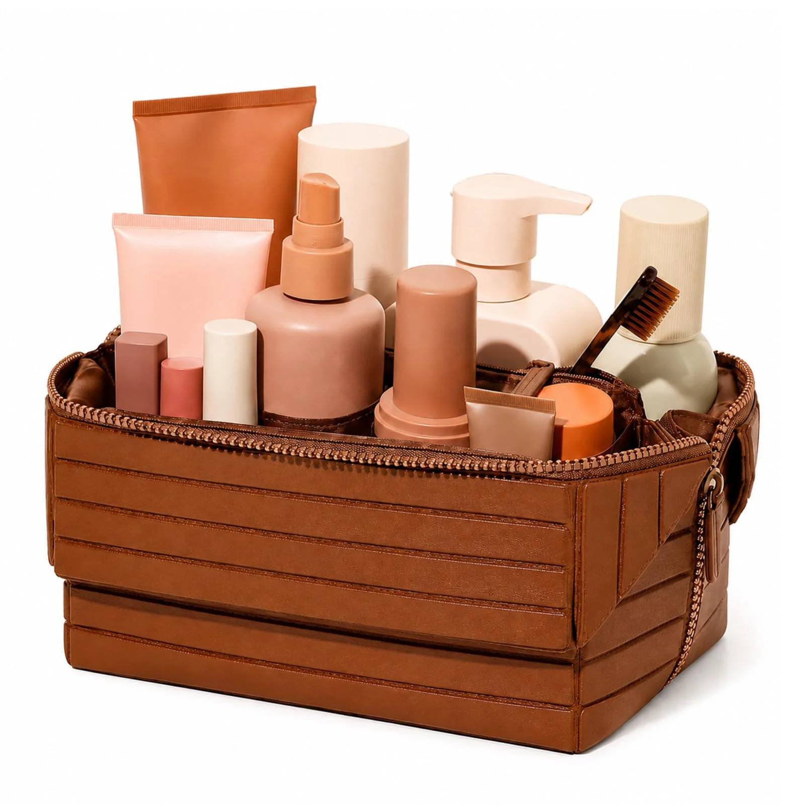 Fold Down Makeup Bag Large Capacity Travel Cosmetic Case