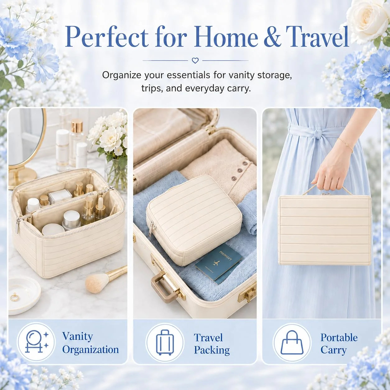 Fold Down Parallel Makeup Bag Toiletry Bag Travel Organizer