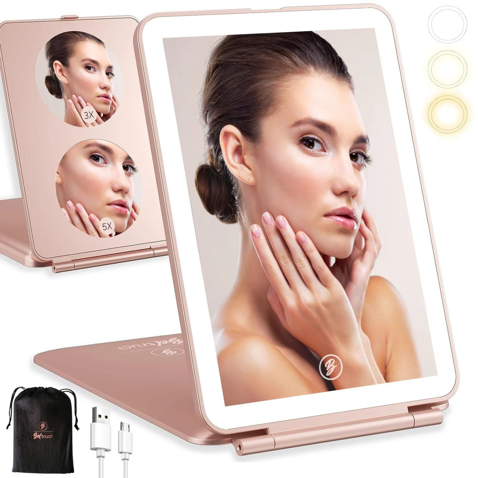 Rechargeable Folding Vanity Mirror with 72 LED Lights 3