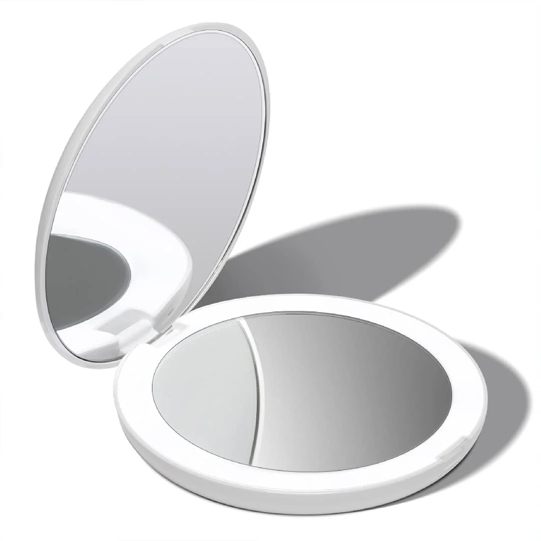 Fancii LED Lighted Travel Makeup Mirror 1x 10x Magnification