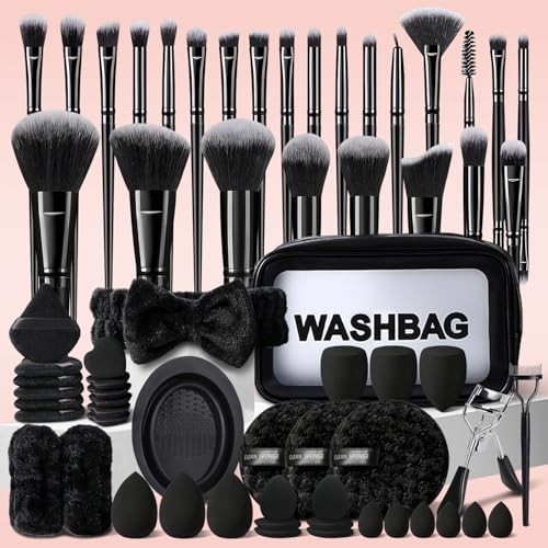 HGHDBT 65Pcs Black Makeup Brushes Set Professional Makeup
