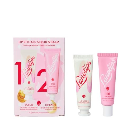 Lanolips Strawberry Lip Scrub Lip Balm Set