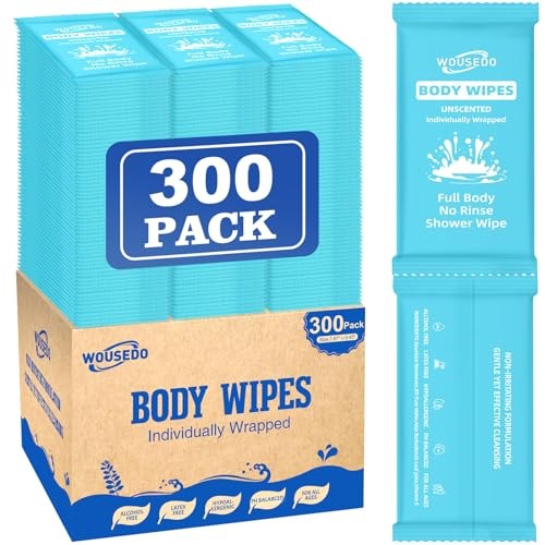 300 Pack Ultra Thick Body Wipes Individually Wrapped Size 7