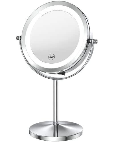 10X Magnifying LED Makeup Mirror 7 Double Sided Standing
