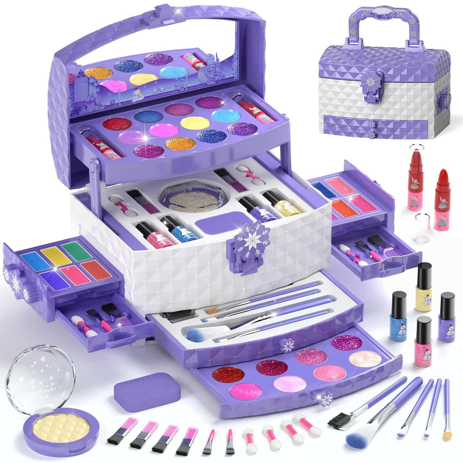 56 Pcs Kids Makeup Set for Girls Washable Real Cosmetic