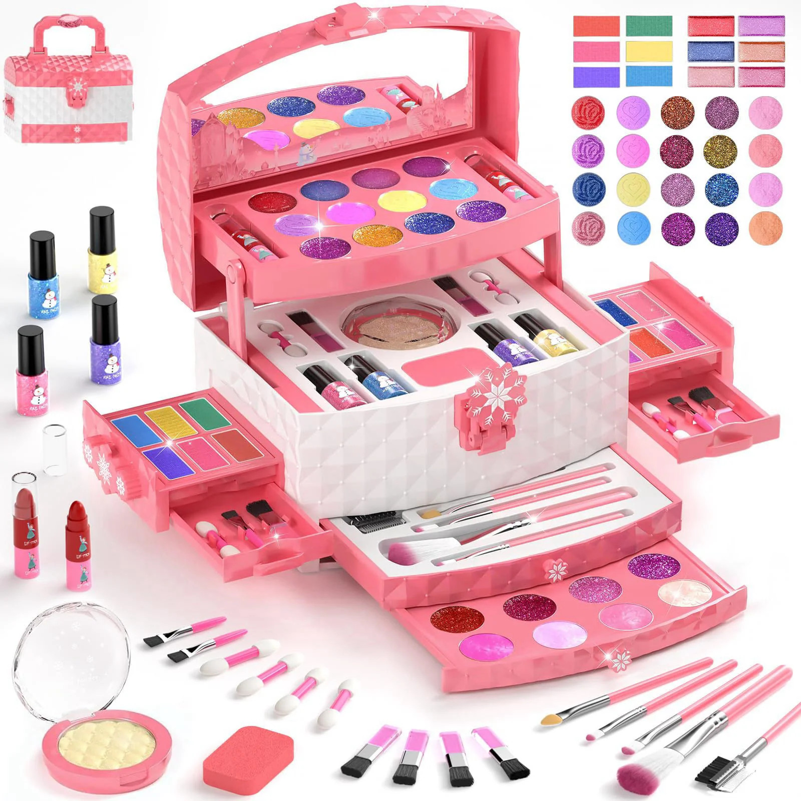 57 Pcs Kids Makeup Set for Girls Washable Real Cosmetic
