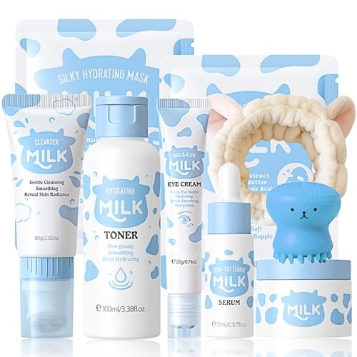 9PCS Milk Skin Care Sets for Women Kids Skin Care Set for