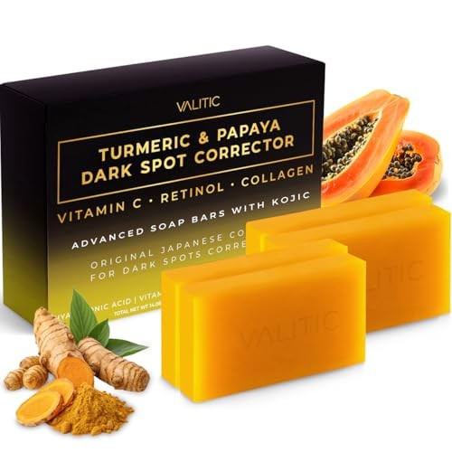 VALITIC Papaya and Turmeric Kojic Acid Soap Bar for Dark