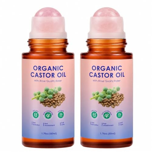 Organic Castor Oil Rose Quartz Roll On Cold Pressed 50 mL 2