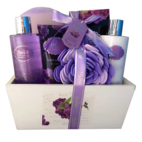 Spa Gift Basket with Lavender Fragrance and Lilac Color