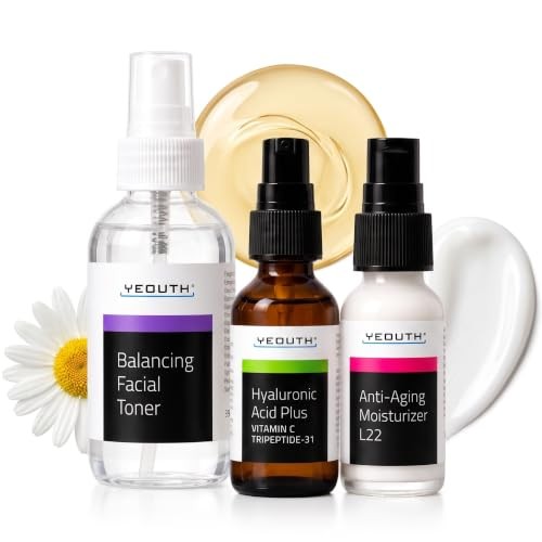 YEOUTH 3 Piece Skin Care Set for Visibly Smoother Looking