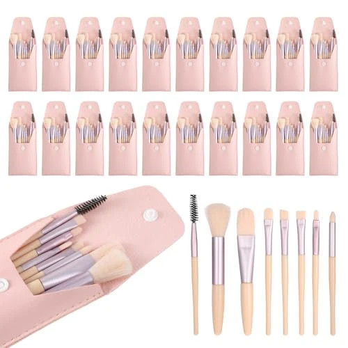 20 Sets Pink Travel Makeup Brush Set Bulk Synthetic Fiber