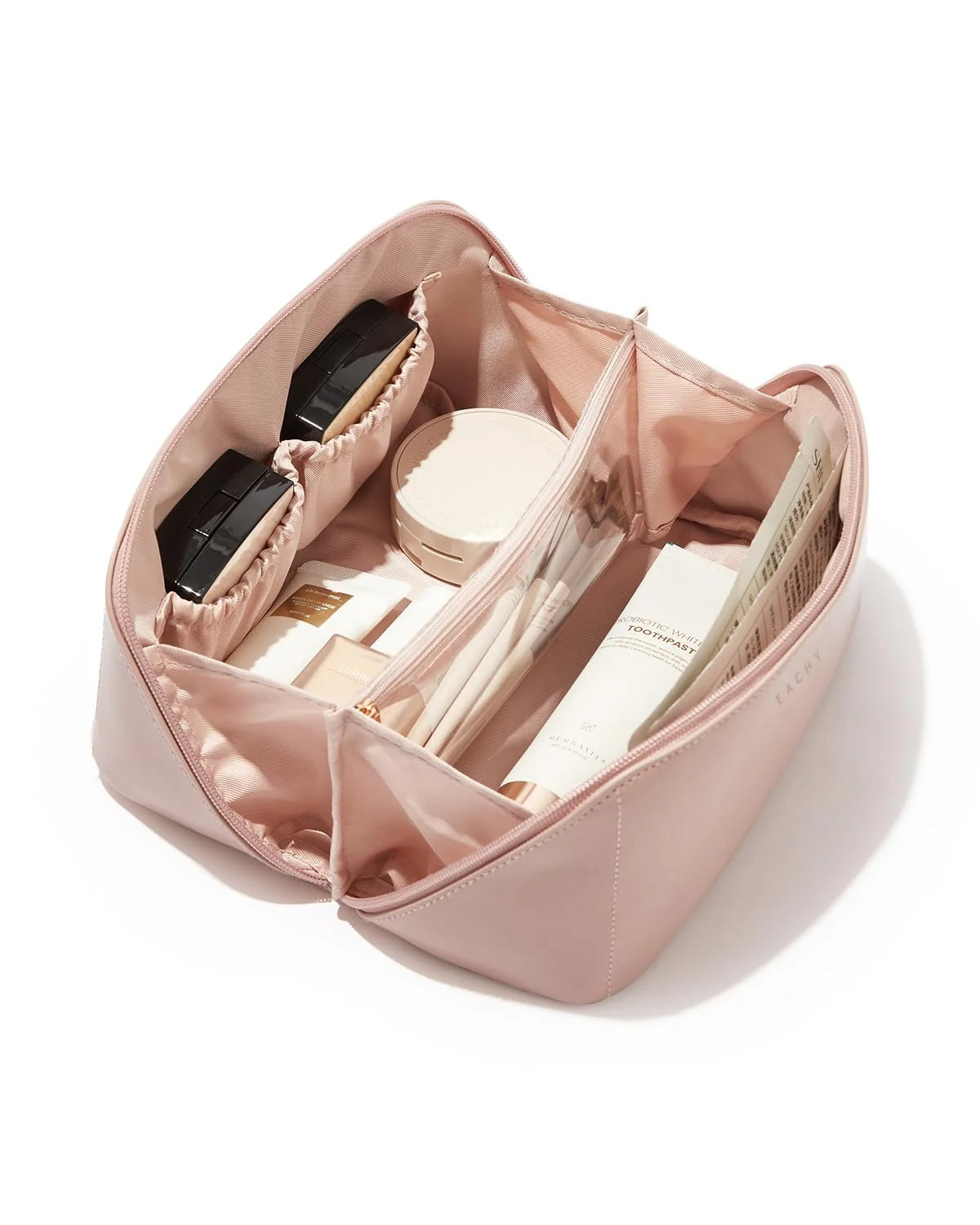EACHY Travel Makeup Bag for Women PU Leather Cosmetic Bag