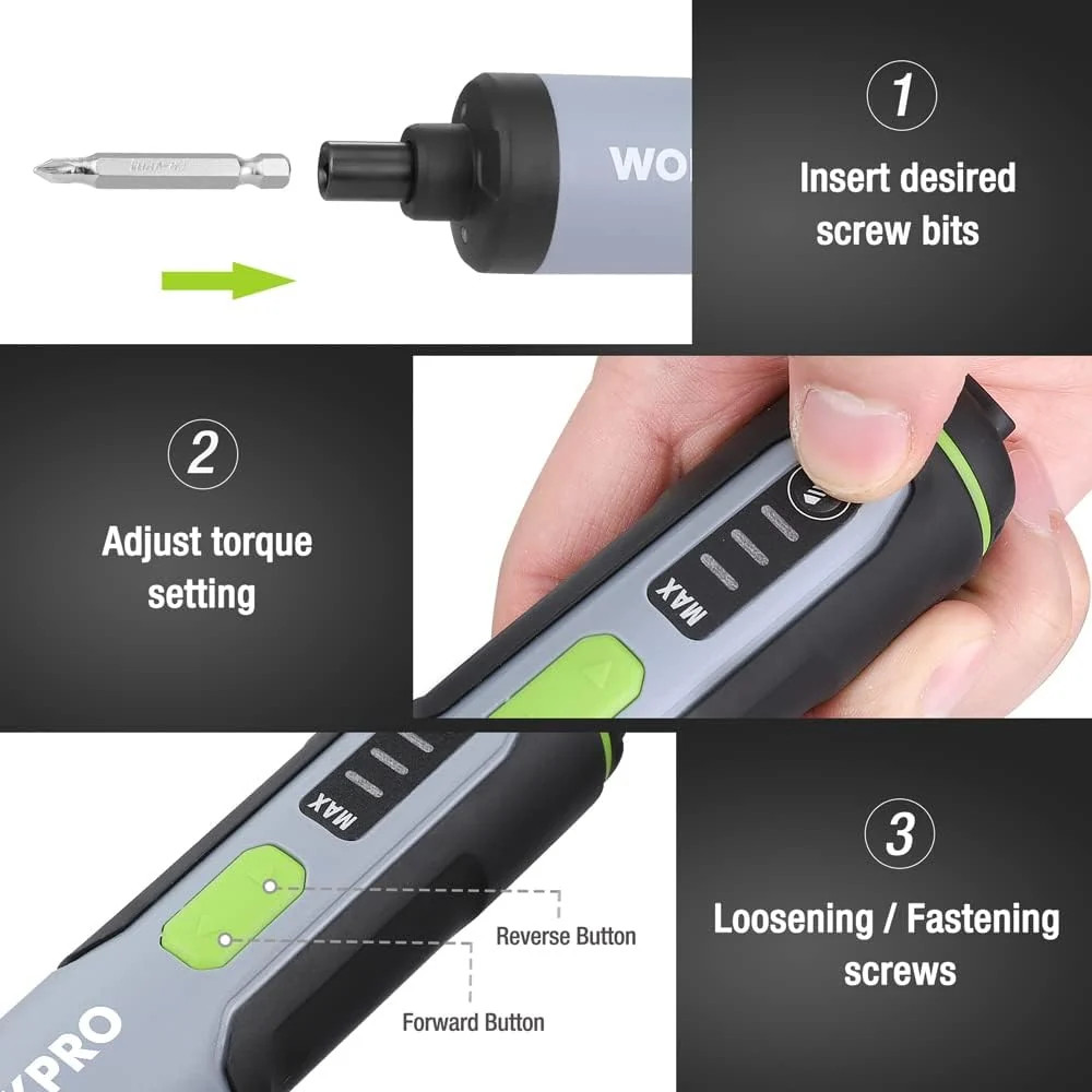 WORKPRO 4V Electric Screwdriver Rechargeable Cordless
