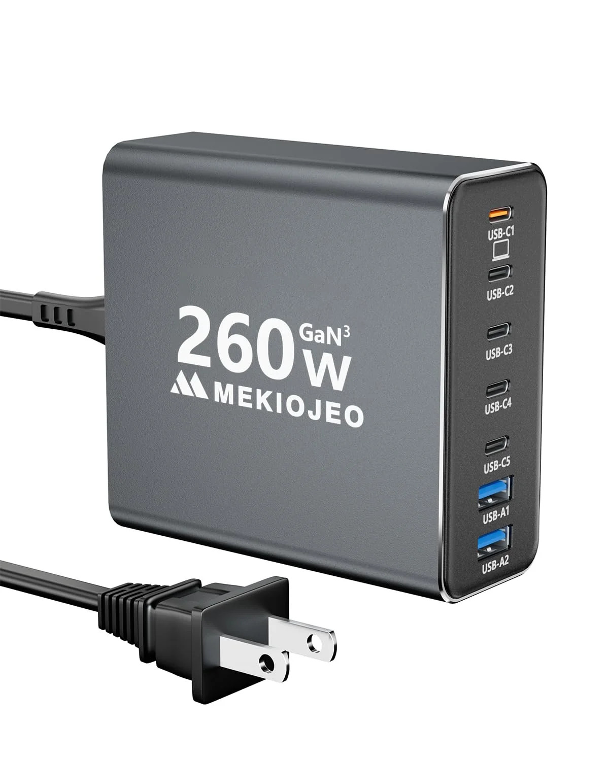 MEKIOJEO Aluminum Alloy 260W USB C Charger GaN Fast USB C