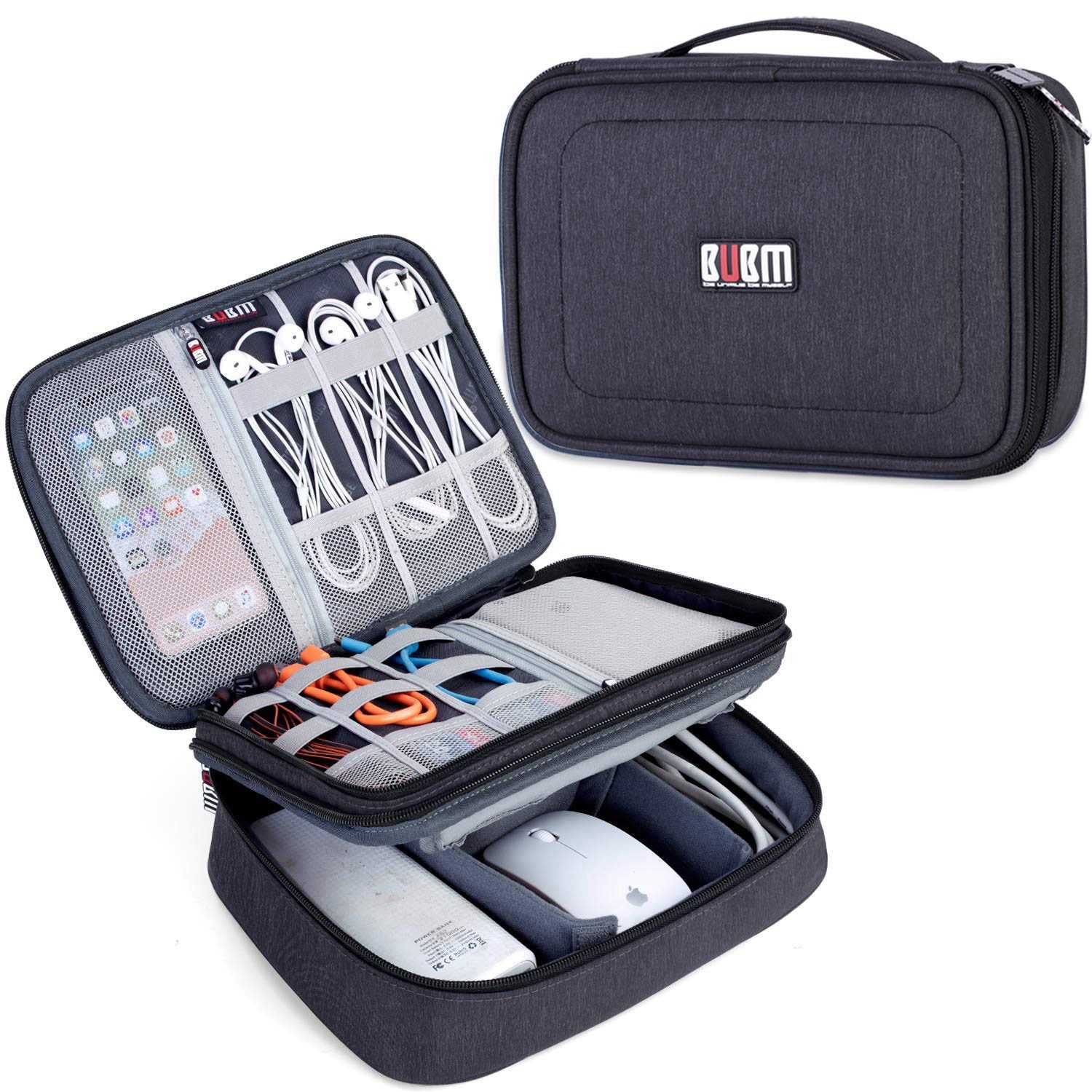 BUBM Electronic Organizer Double Layer Travel Gear Bag for