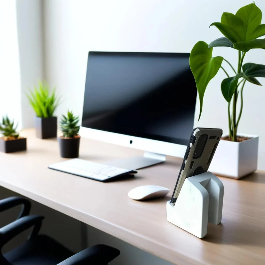 FLOWMAR Marble Phone Stand for Desk Heavy Quartz Cell Phone