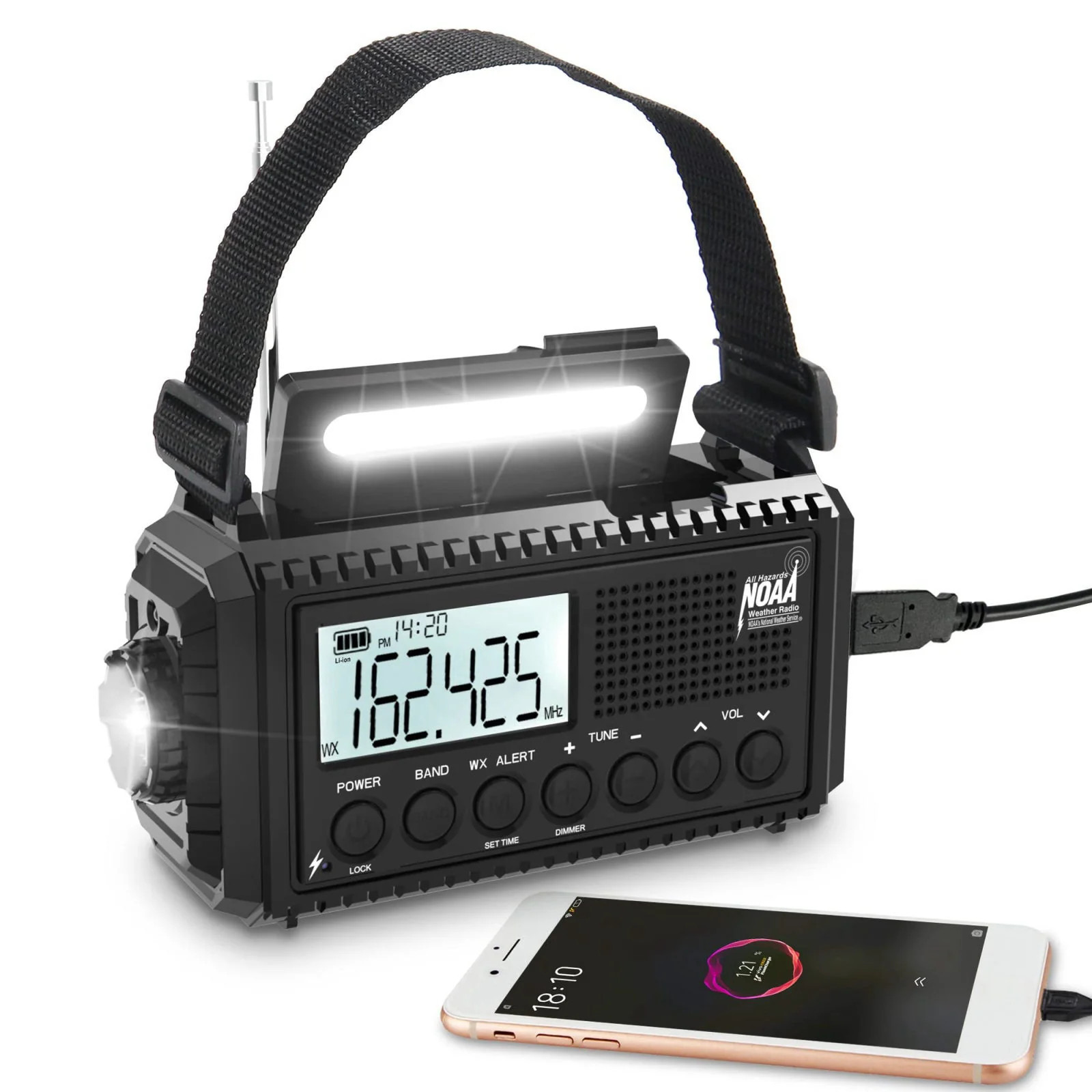 Weather Radio Auto Alert Digital with LCD Screen 5000mAh 5