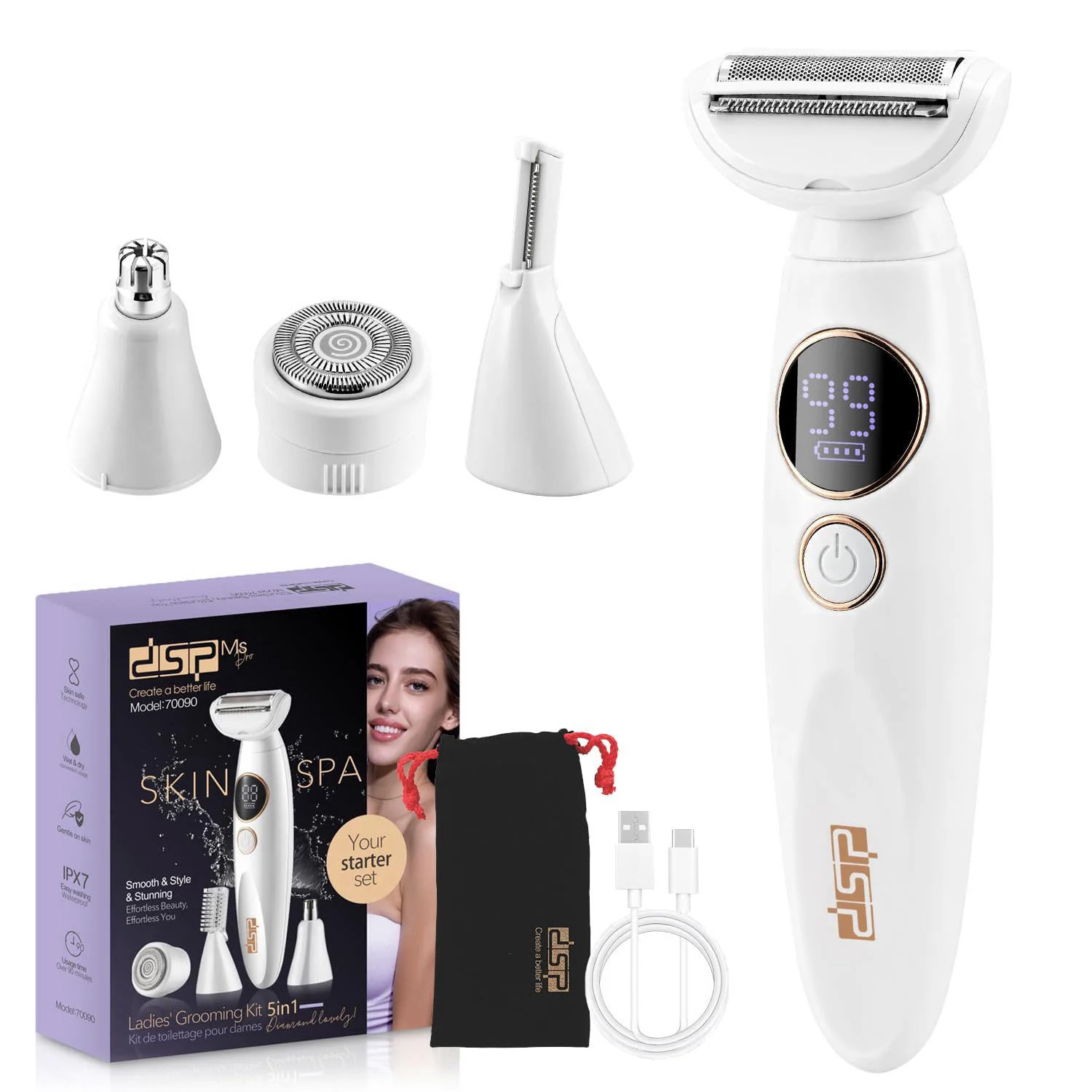 DSP 5 in 1 Ladies Grooming Kit IPX7 Waterproof for Eyebrow