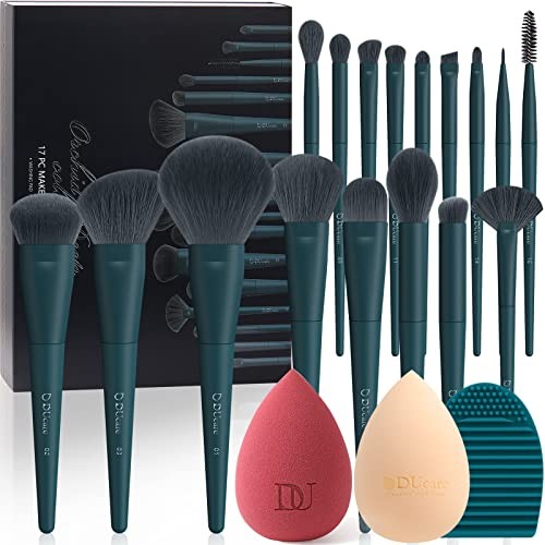 DUcare Makeup Brushes Set 17 Pcs with Brush Cleaning Mat and