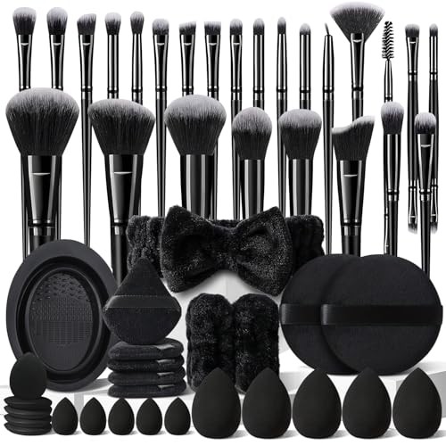 HGHDBT 51Pcs Black Makeup Brushes Set Professional Makeup