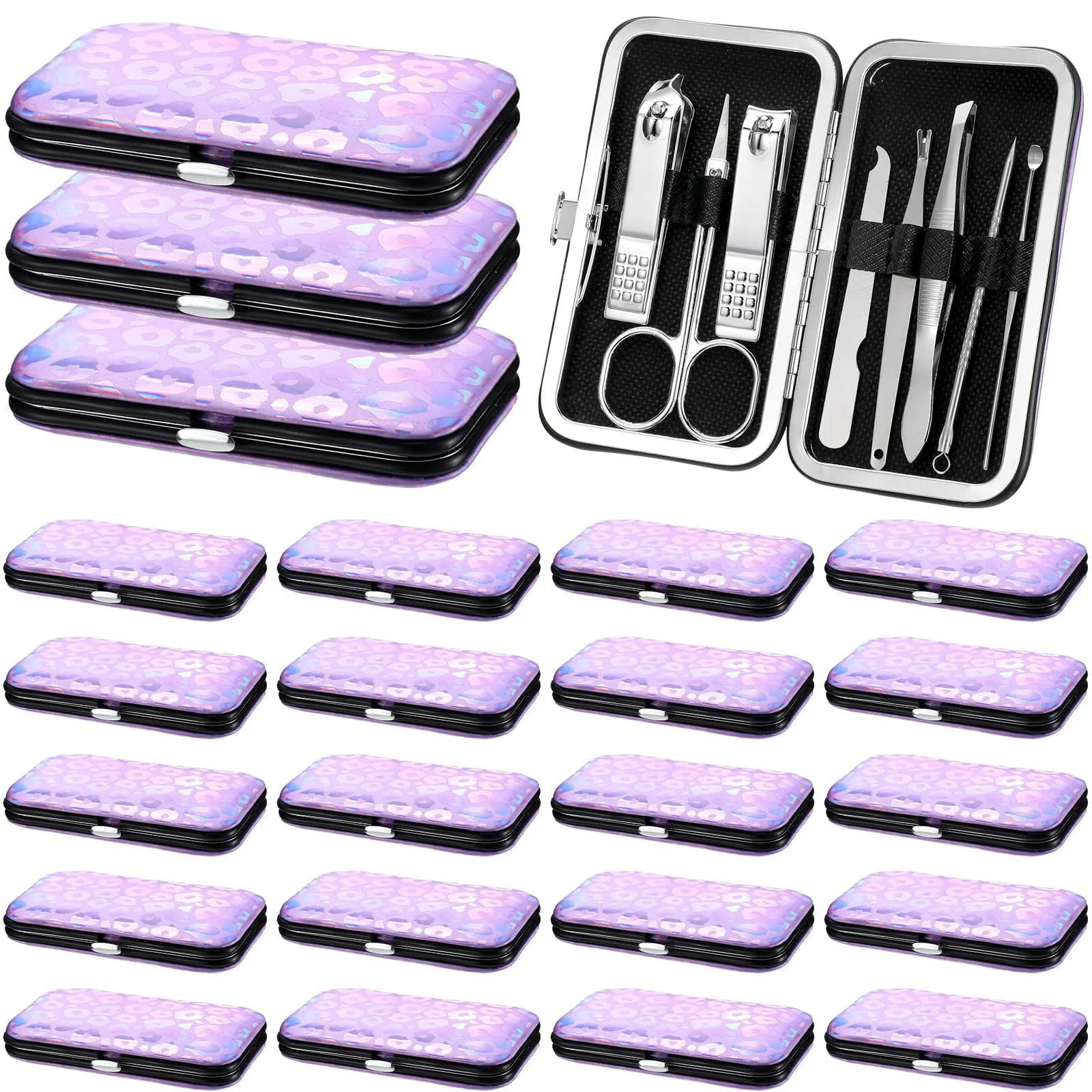 Lasnten 24 Set Nail Clipper Bulk Manicure Kit 8 in 1 Laser