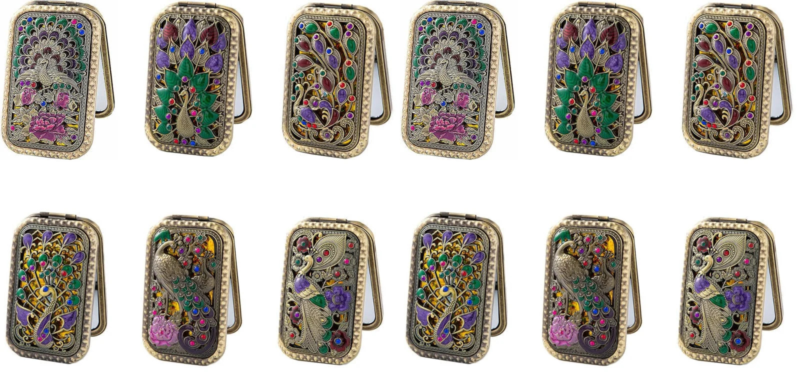 TANG SONG 6PCS Vintage Peacock Pattern Cosmetic Makeup