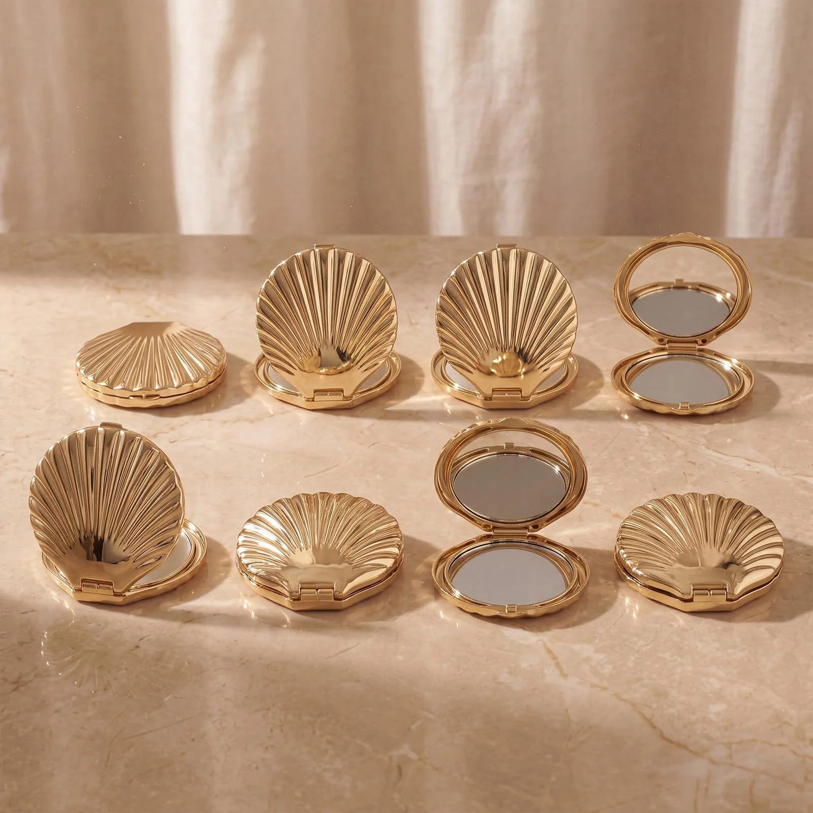 Novabright 8 Pcs 2 7 Inch Gold Sea Shell Compact Pocket
