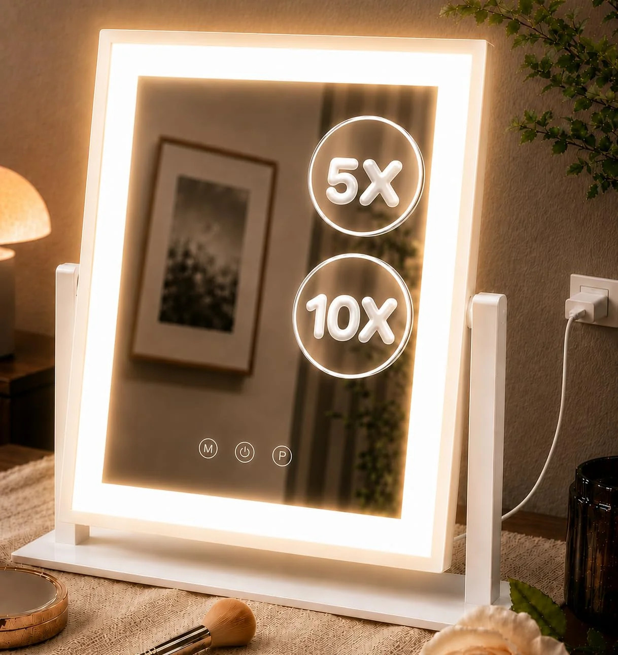 DECADENCE 14 1 x 12 1 in Lighted Makeup Mirror 10X 5X