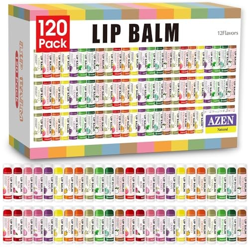 AZEN 120 Pack Lip Balm Bulk Moisturizing Lip Balms for dry