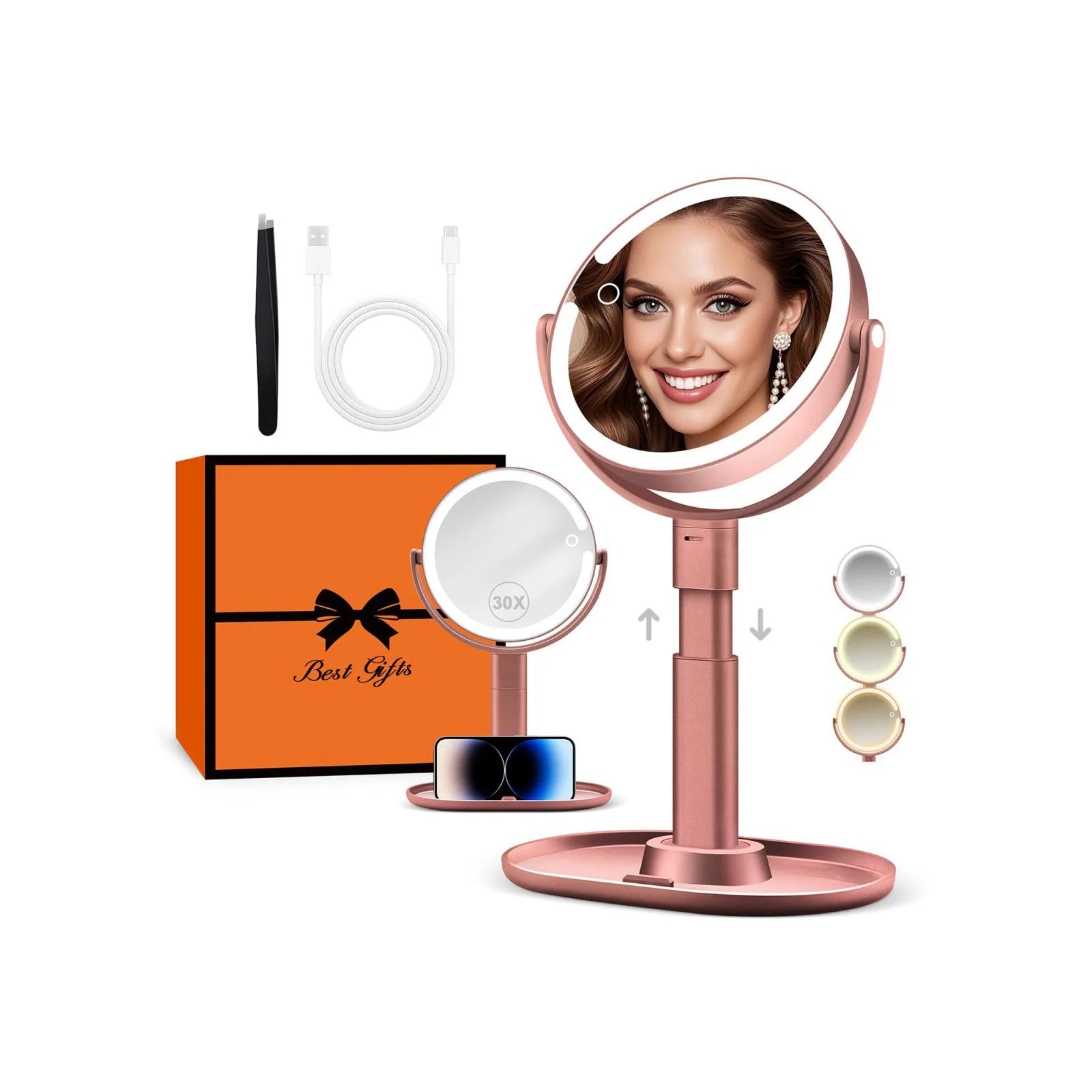 Makeup Mirror Double Sided Lighted Magnifying Mirror 30X