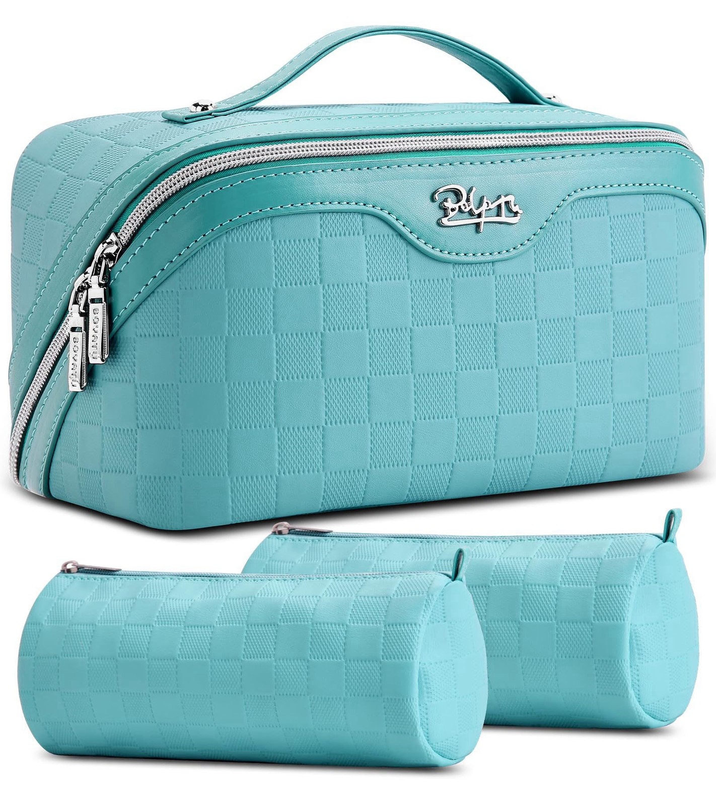 BOYATU Travel Makeup Bag Organizer 180 Open Flat 3 Pcs Make