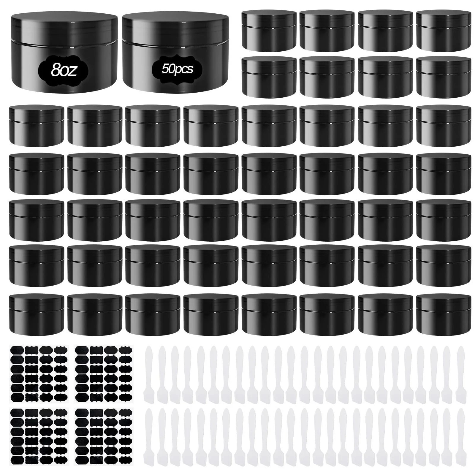 50 Pcs Plastic Jars with Lid 8 oz Plastic Cosmetic